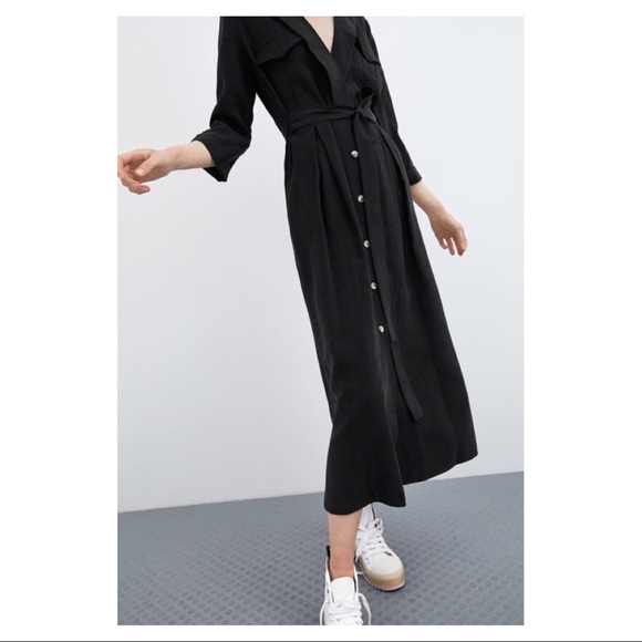 Zara Long Belted Dress - Picture 1 of 8